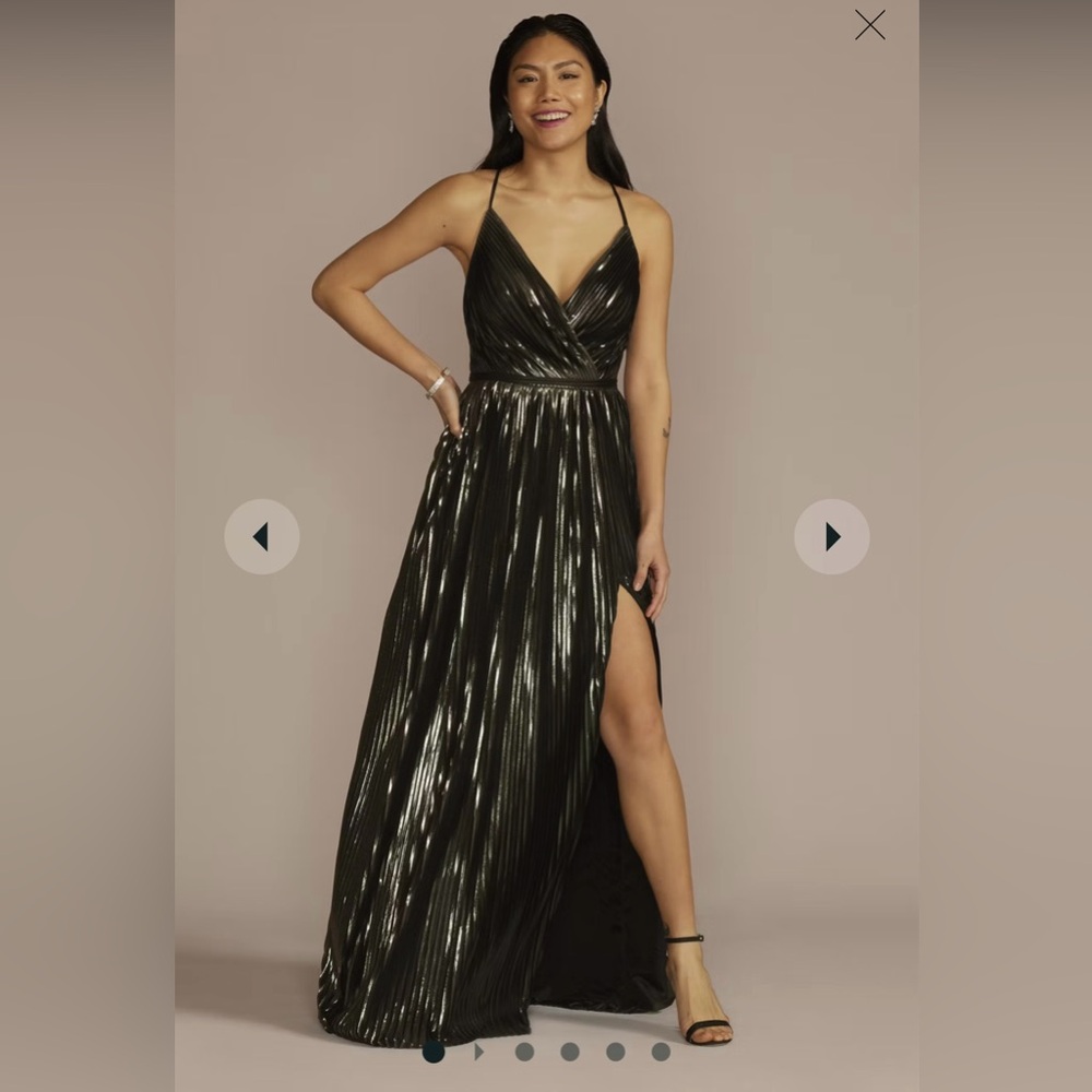 David's Bridal Black Metallic Maxi Dress
